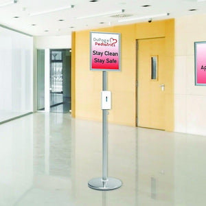 Graphic Frame Hand Sanitizing Station on Post - D3 Portable Displays