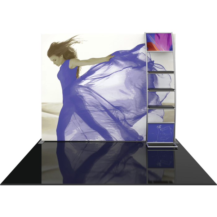 Formulate Master 10' Fabric Backwall S6 - Straight Wall with Shelves